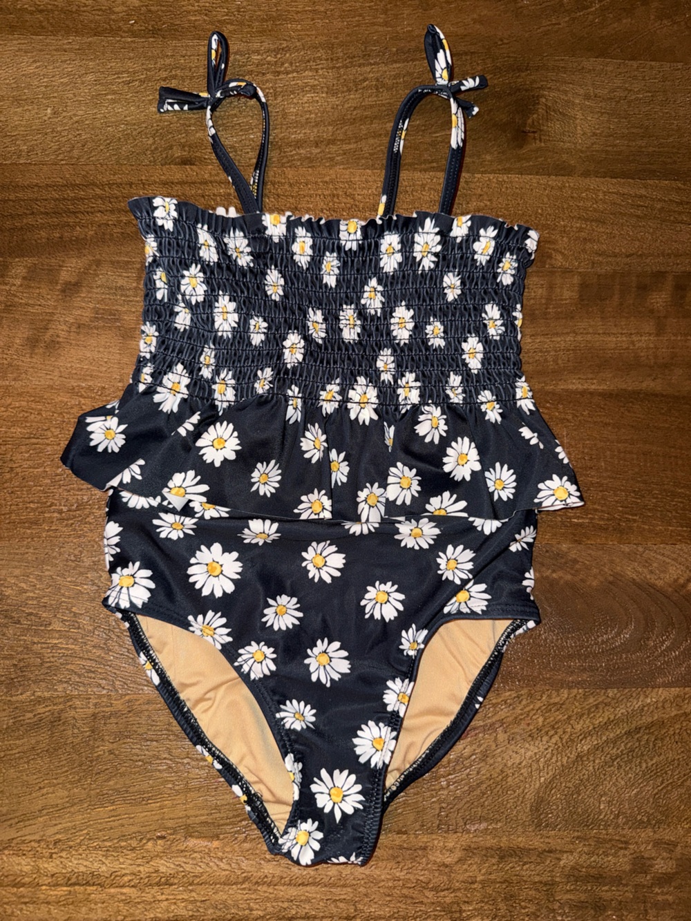 Old Navy Black and Yellow Floral Trim Crop Top